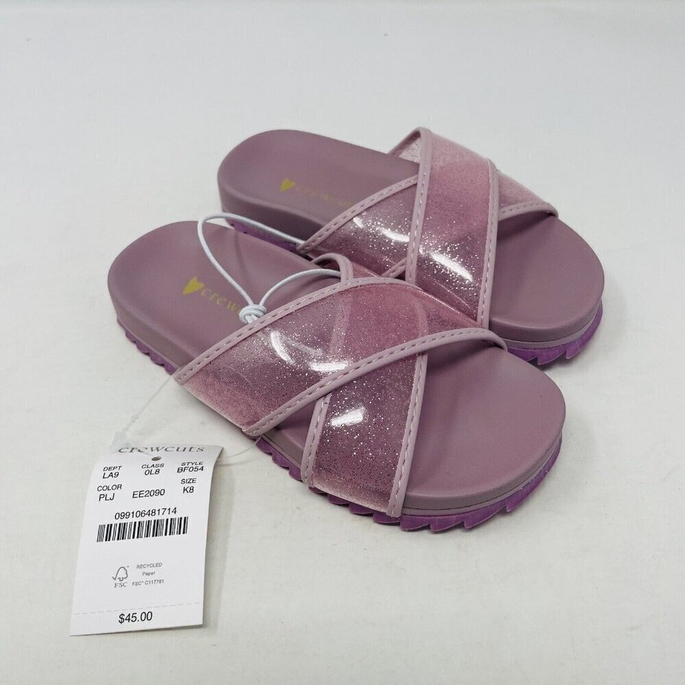 J Crew Crewcuts Little Girl K8 Slip On Pool Glitter Jelly Sandals Purple $45 202